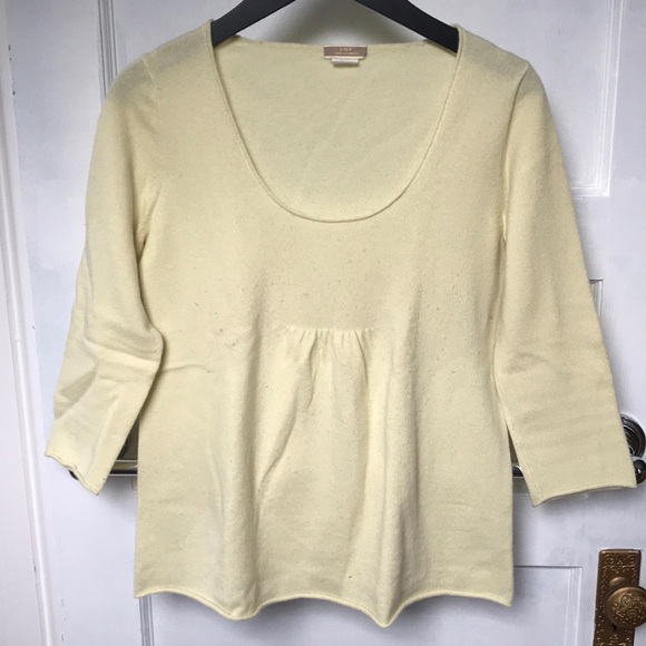 JCrew yellow scoop neck cashmere sweater S - Picture 1 of 5
